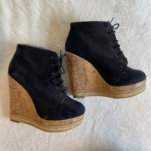 Call It Spring Wedge Tie Up Booties in EUC